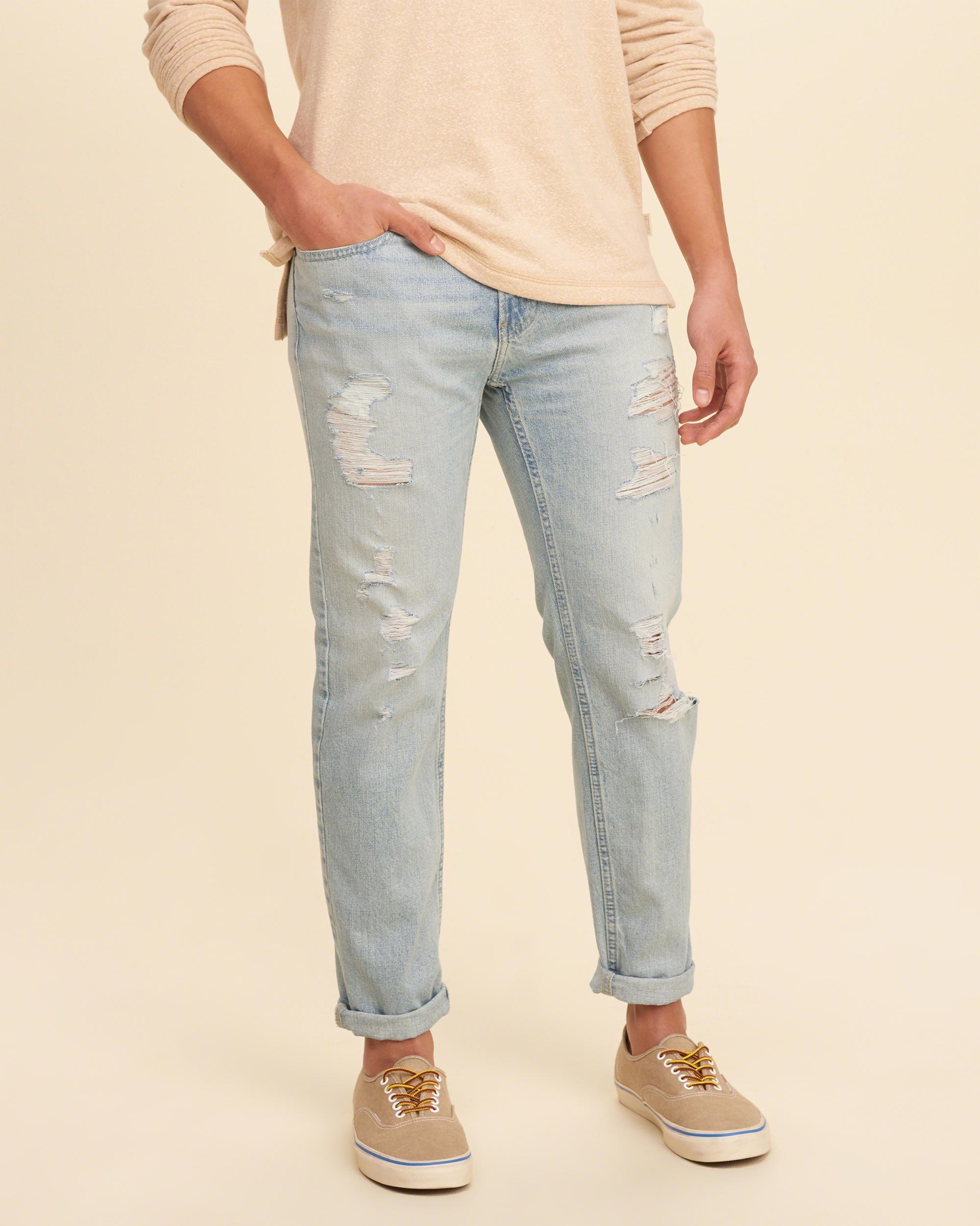 Lyst Hollister Skinny Ankle Jeans in Blue for Men